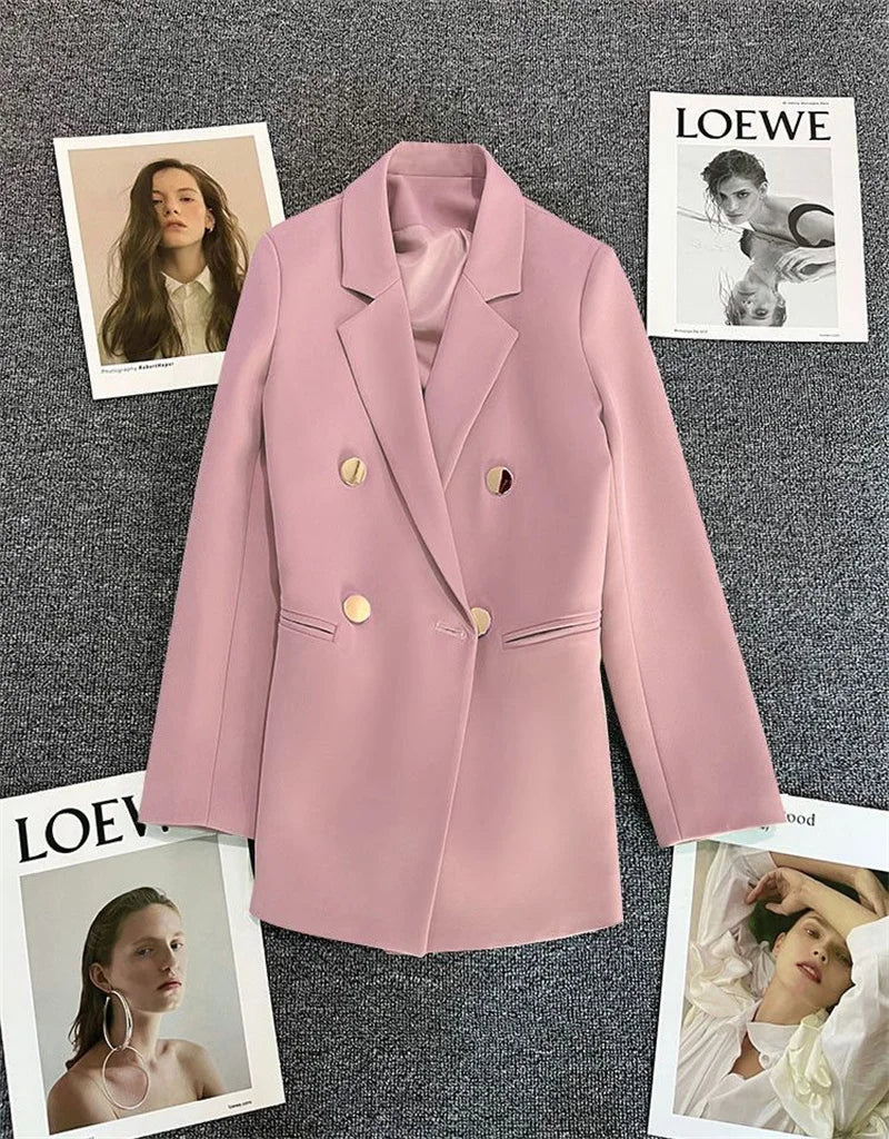 Spring Autumn High Quality Long Sleeve Female Blazer Double Button Jacket Ladies Business Work Wear Formal Coat Women Outerwea - MAGUSTA BEAUTY