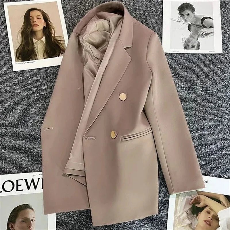 Spring Autumn High Quality Long Sleeve Female Blazer Double Button Jacket Ladies Business Work Wear Formal Coat Women Outerwea - MAGUSTA BEAUTY
