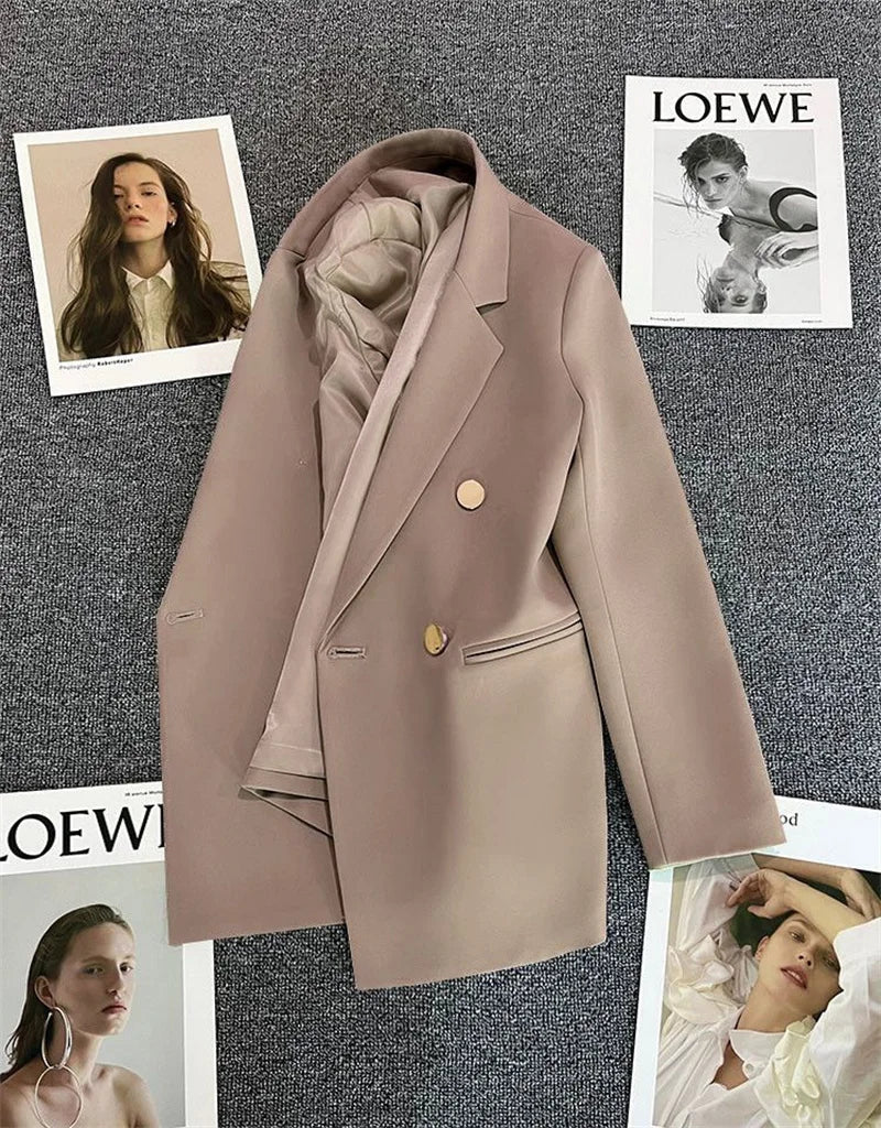 Spring Autumn High Quality Long Sleeve Female Blazer Double Button Jacket Ladies Business Work Wear Formal Coat Women Outerwea - MAGUSTA BEAUTY