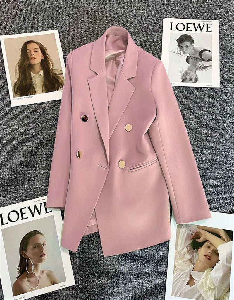 Spring Autumn High Quality Long Sleeve Female Blazer Double Button Jacket Ladies Business Work Wear Formal Coat Women Outerwea - MAGUSTA BEAUTY