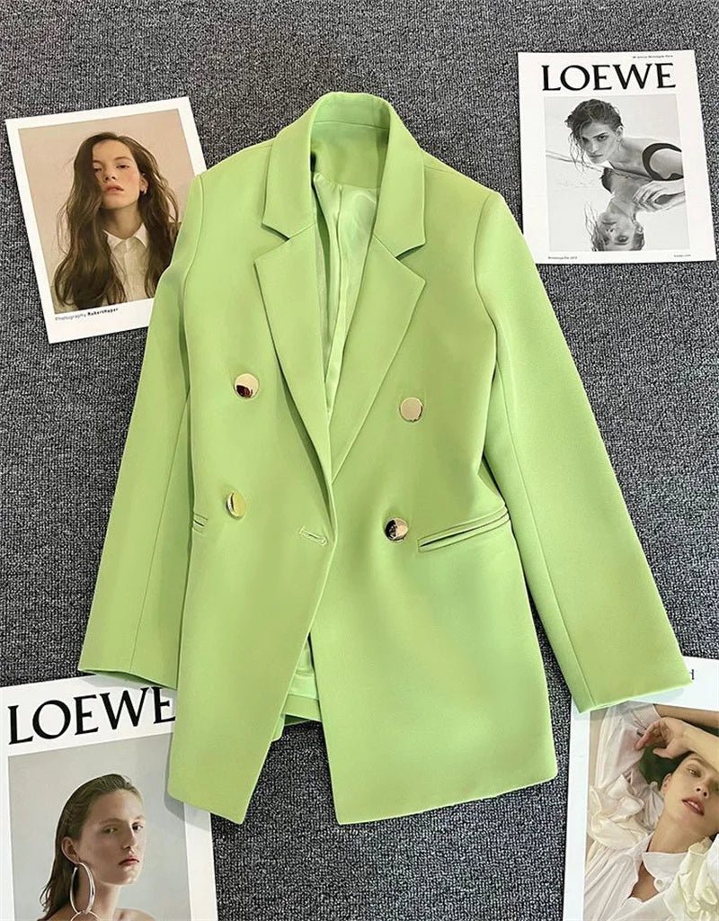 Spring Autumn High Quality Long Sleeve Female Blazer Double Button Jacket Ladies Business Work Wear Formal Coat Women Outerwea - MAGUSTA BEAUTY