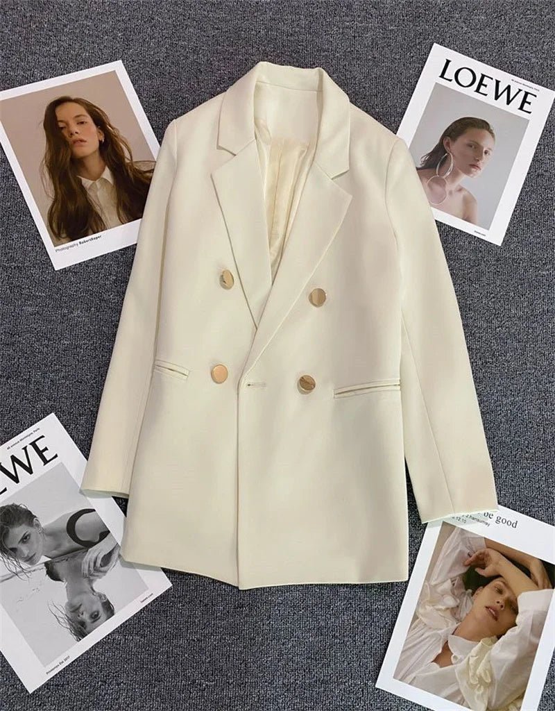 Spring Autumn High Quality Long Sleeve Female Blazer Double Button Jacket Ladies Business Work Wear Formal Coat Women Outerwea - MAGUSTA BEAUTY
