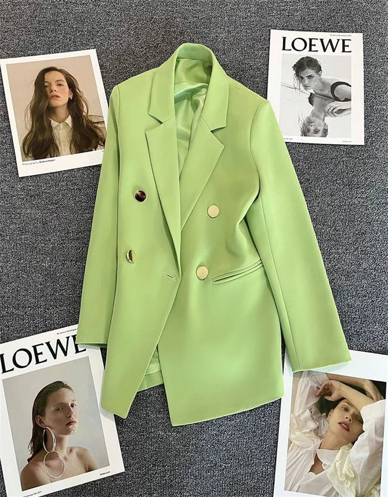 Spring Autumn High Quality Long Sleeve Female Blazer Double Button Jacket Ladies Business Work Wear Formal Coat Women Outerwea - MAGUSTA BEAUTY