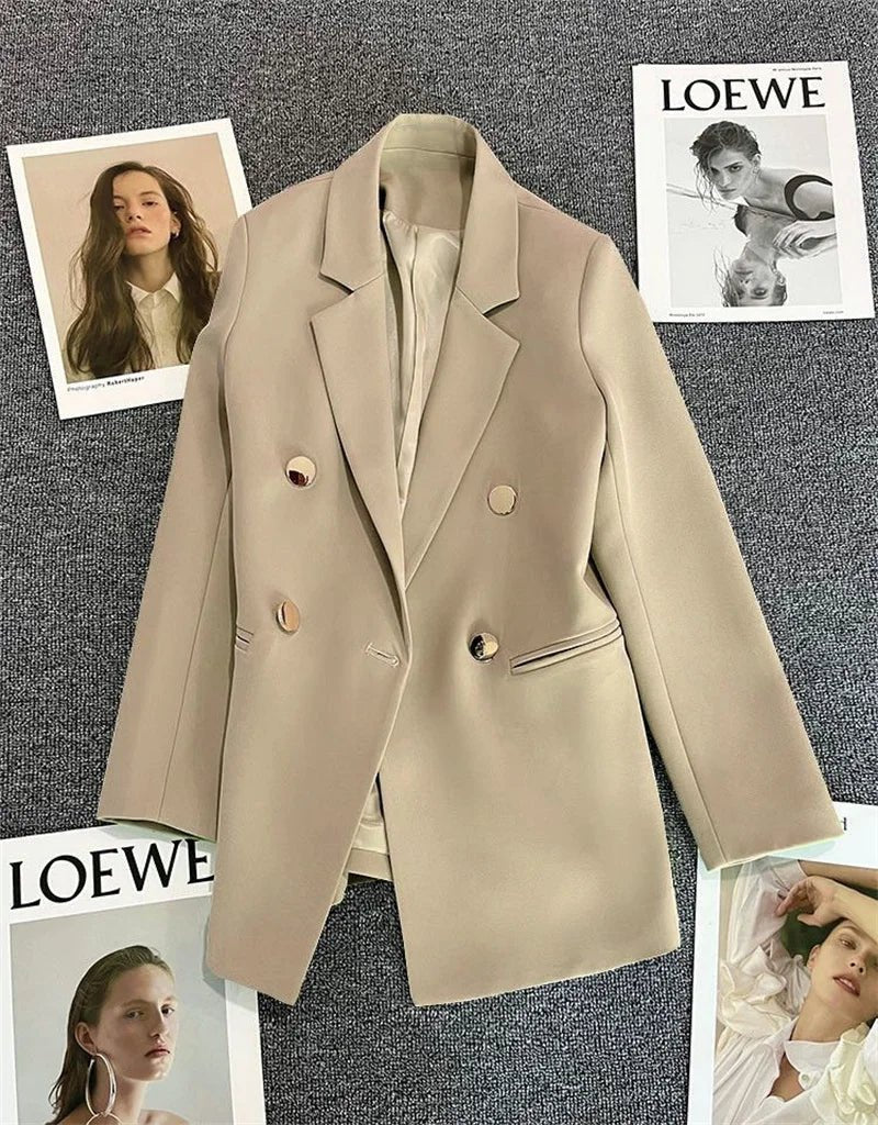 Spring Autumn High Quality Long Sleeve Female Blazer Double Button Jacket Ladies Business Work Wear Formal Coat Women Outerwea - MAGUSTA BEAUTY