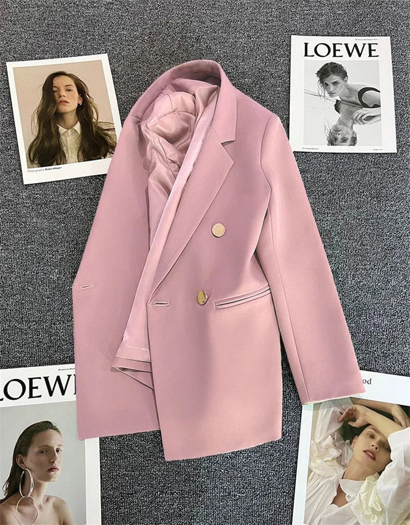 Spring Autumn High Quality Long Sleeve Female Blazer Double Button Jacket Ladies Business Work Wear Formal Coat Women Outerwea - MAGUSTA BEAUTY