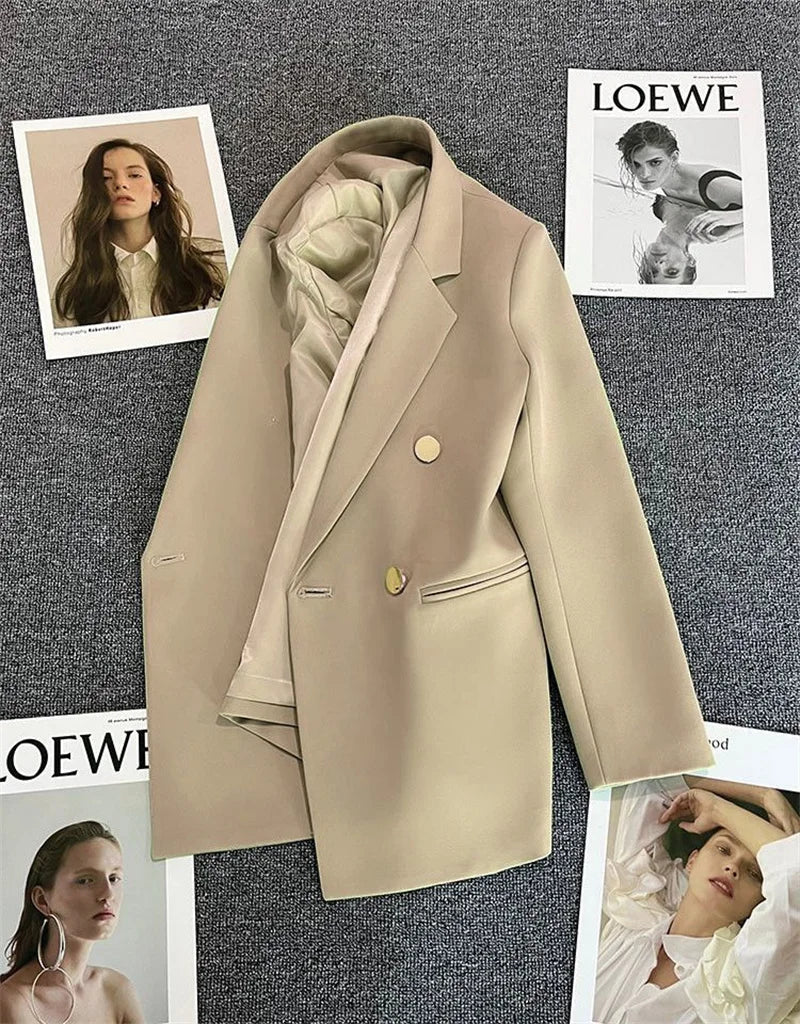 Spring Autumn High Quality Long Sleeve Female Blazer Double Button Jacket Ladies Business Work Wear Formal Coat Women Outerwea - MAGUSTA BEAUTY