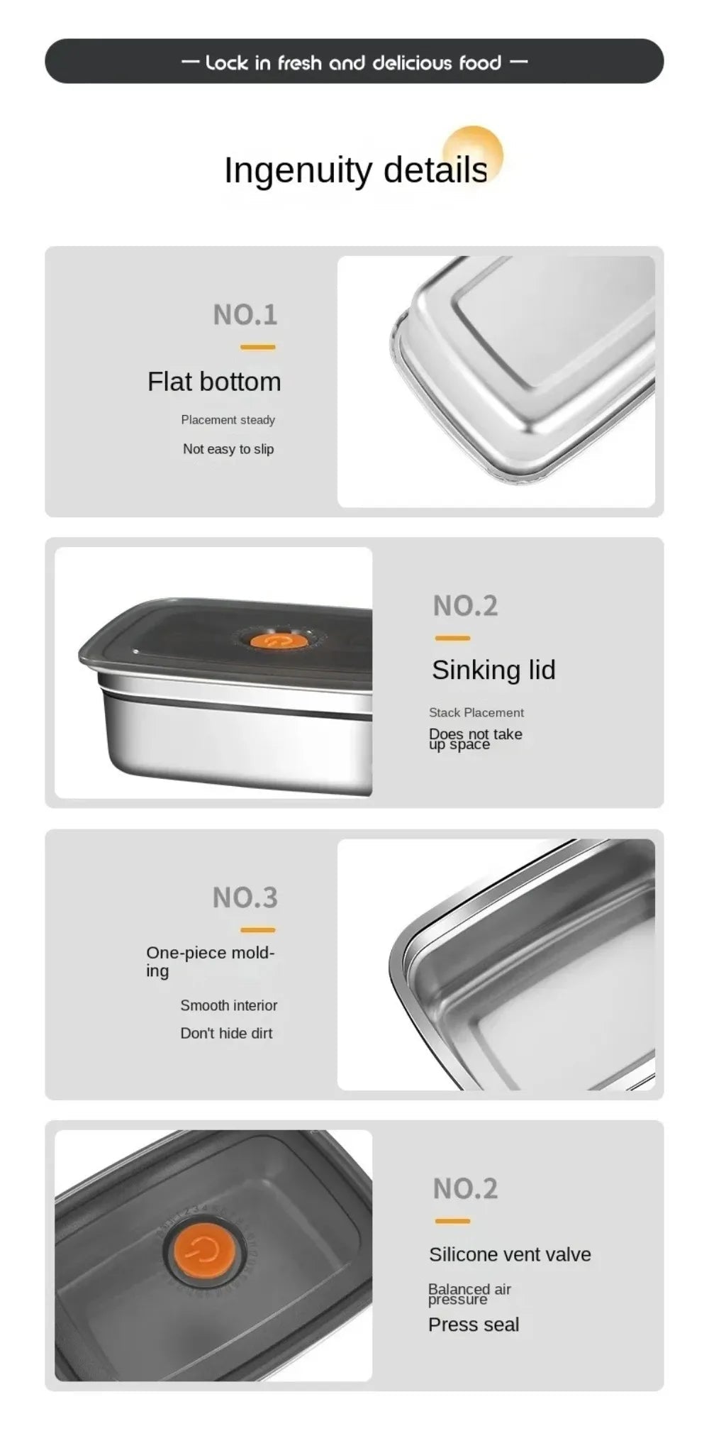 Stainless Steel Camping Lunch Box Sealed Leak-proof Bento Box Microwave Suitable Large Capacity Refrigerator Freezer Storage Box - MAGUSTA BEAUTY