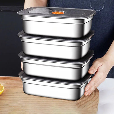 Stainless Steel Camping Lunch Box Sealed Leak-proof Bento Box Microwave Suitable Large Capacity Refrigerator Freezer Storage Box - MAGUSTA BEAUTY