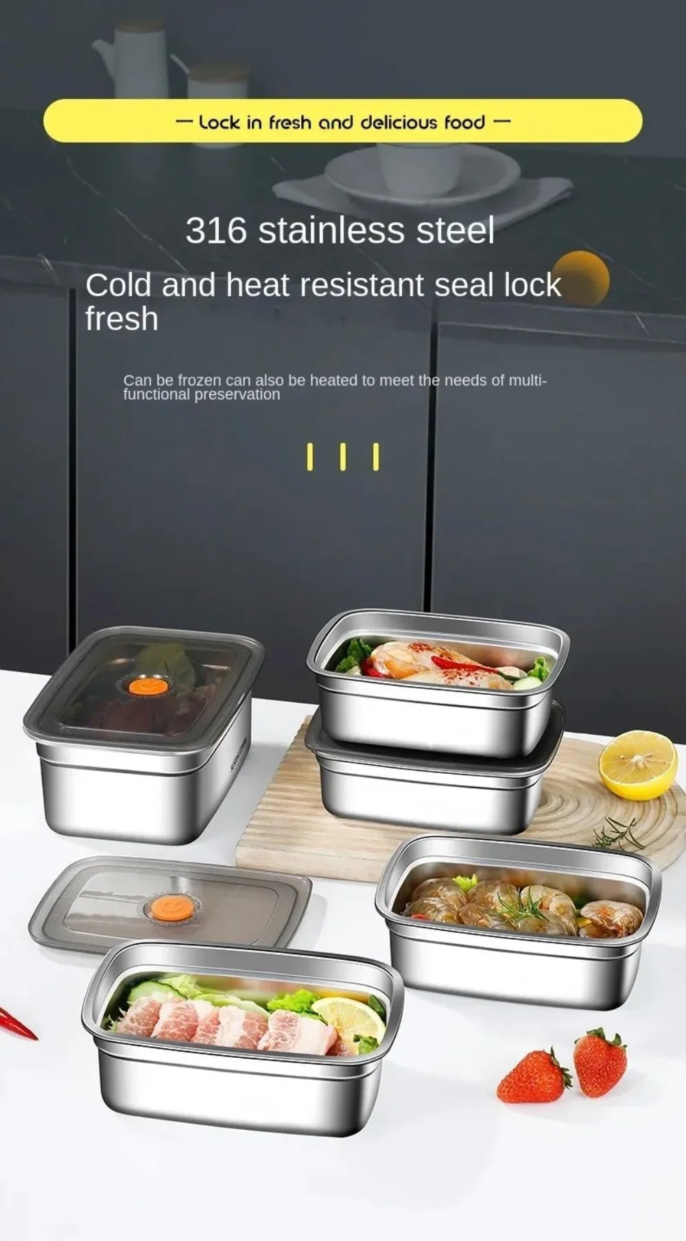 Stainless Steel Camping Lunch Box Sealed Leak-proof Bento Box Microwave Suitable Large Capacity Refrigerator Freezer Storage Box - MAGUSTA BEAUTY