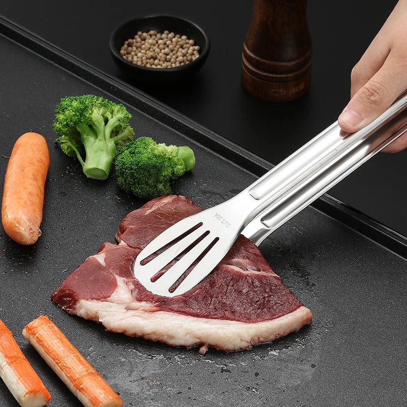 Stainless Steel Food Tongs Barbecue Tongs Meat Salad Steak Food Serving Clip Tweezers Long BBQ Cooking Tongs Kitchen Utensils - MAGUSTA BEAUTY