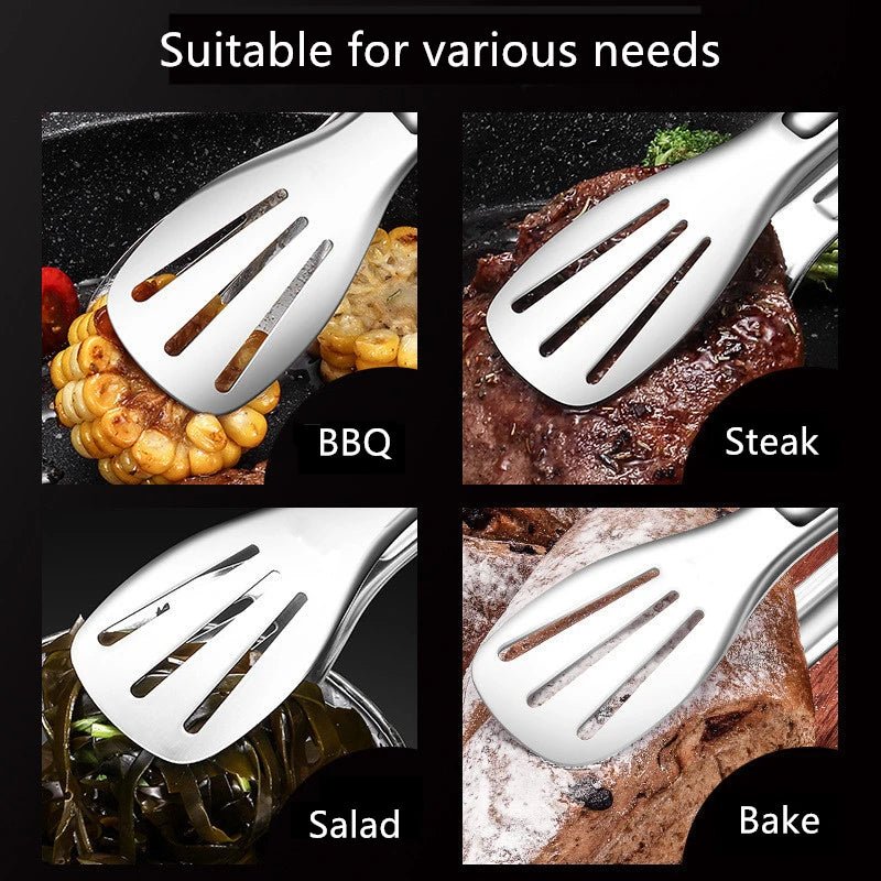 Stainless Steel Food Tongs Barbecue Tongs Meat Salad Steak Food Serving Clip Tweezers Long BBQ Cooking Tongs Kitchen Utensils - MAGUSTA BEAUTY
