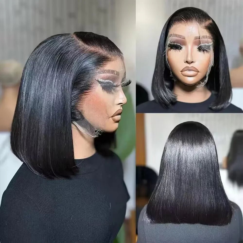 Straight 250% Density Short Bob 13x4 HD Lace Front Human Hair Wigs Women Prepluck Peruvian Lace Frontal Wig Glueless Closure Wig - MAGUSTA BEAUTY