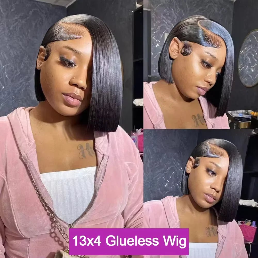 Straight 250% Density Short Bob 13x4 HD Lace Front Human Hair Wigs Women Prepluck Peruvian Lace Frontal Wig Glueless Closure Wig - MAGUSTA BEAUTY