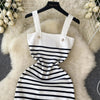 Striple 2024 Sexy Summer Knit Strap Dress Women Tank Elatic Waist Bodycon Sundress Female Beach Backless Midi Dress - MAGUSTA BEAUTY