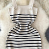 Striple 2024 Sexy Summer Knit Strap Dress Women Tank Elatic Waist Bodycon Sundress Female Beach Backless Midi Dress - MAGUSTA BEAUTY