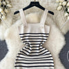 Striple 2024 Sexy Summer Knit Strap Dress Women Tank Elatic Waist Bodycon Sundress Female Beach Backless Midi Dress - MAGUSTA BEAUTY
