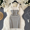 Striple 2024 Sexy Summer Knit Strap Dress Women Tank Elatic Waist Bodycon Sundress Female Beach Backless Midi Dress - MAGUSTA BEAUTY