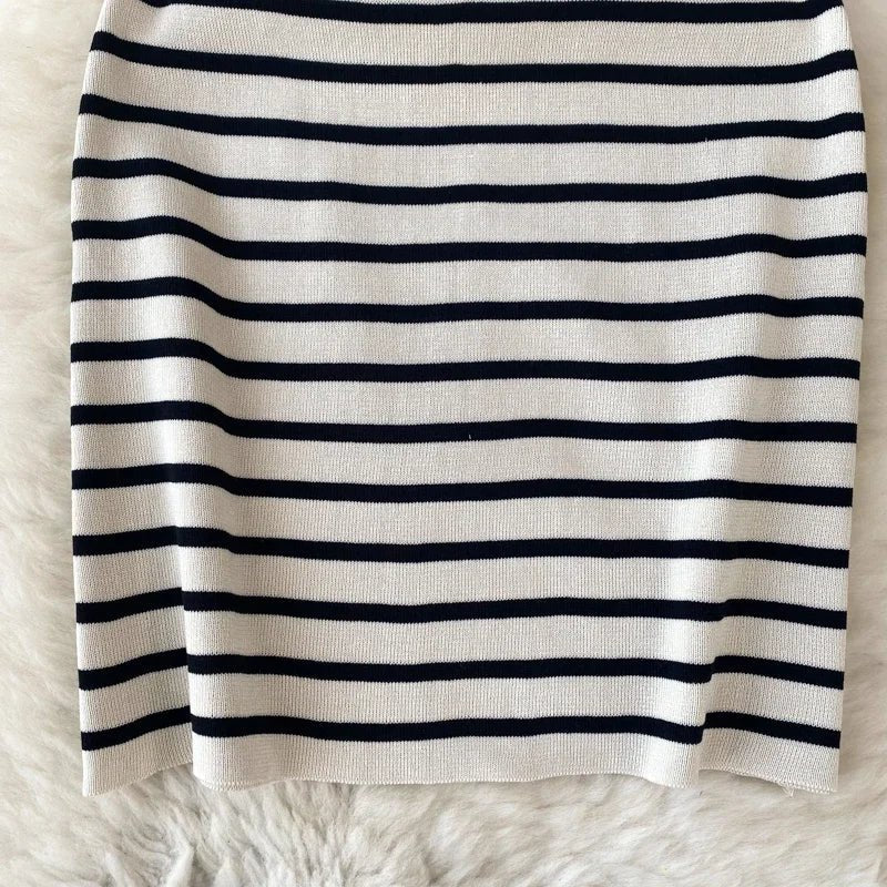 Striple 2024 Sexy Summer Knit Strap Dress Women Tank Elatic Waist Bodycon Sundress Female Beach Backless Midi Dress - MAGUSTA BEAUTY