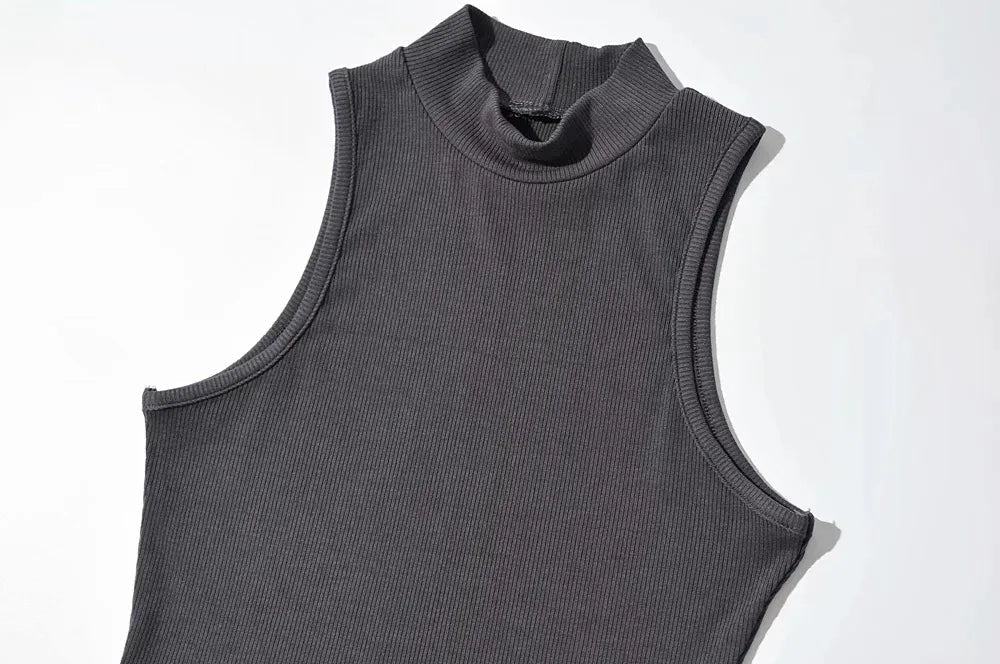 Summer Black Women Fashion Crop Top High Neck White Sleeveless Tank Tops 5 Colors - MAGUSTA BEAUTY
