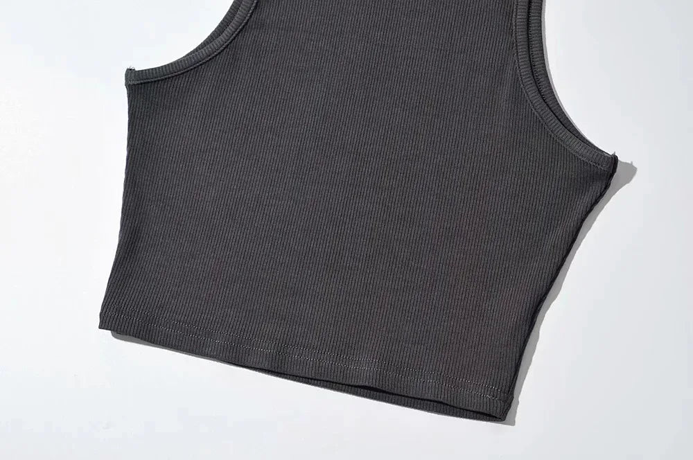 Summer Black Women Fashion Crop Top High Neck White Sleeveless Tank Tops 5 Colors - MAGUSTA BEAUTY