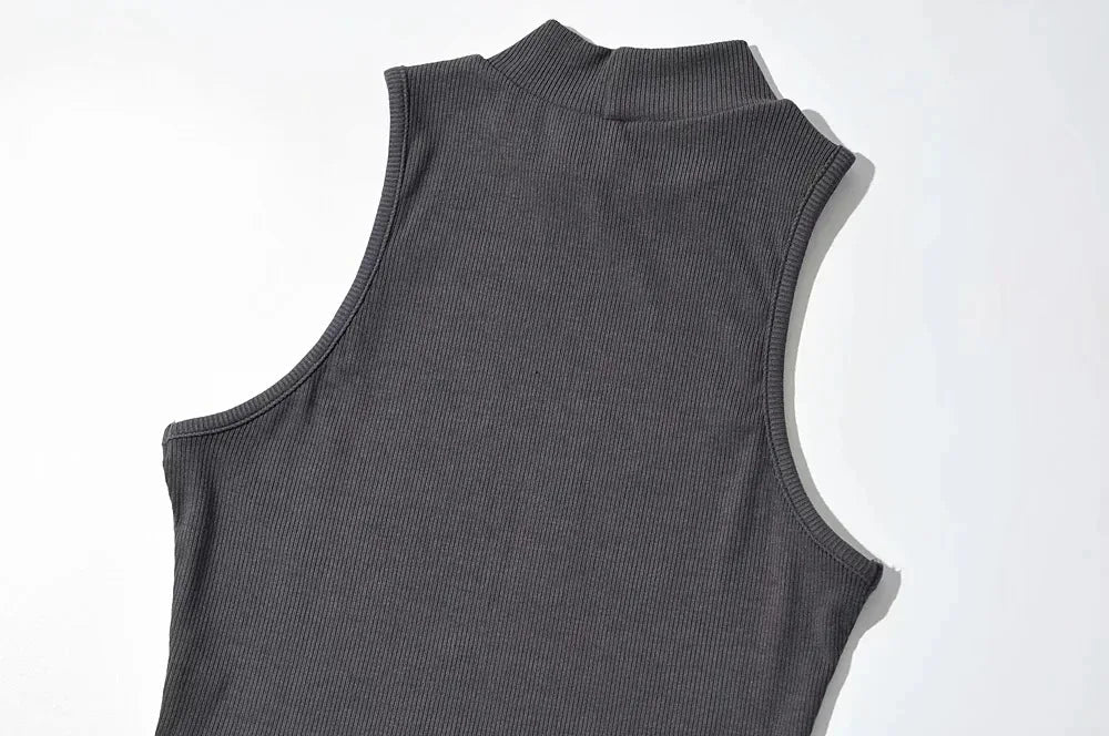Summer Black Women Fashion Crop Top High Neck White Sleeveless Tank Tops 5 Colors - MAGUSTA BEAUTY