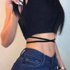 Summer Crop Tops Blusa Women Sleeveless Sexy Bandage T Shirt Top Fashion Black Lace Up Tank Top Tumblr Ladies - MAGUSTA BEAUTY