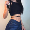 Summer Crop Tops Blusa Women Sleeveless Sexy Bandage T Shirt Top Fashion Black Lace Up Tank Top Tumblr Ladies - MAGUSTA BEAUTY