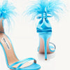 Summer new feather flower silk ribbon sexy open-toe sandals thin high-heeled banquet dress fashionable large-size women's shoes - MAGUSTA BEAUTY