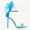 Summer new feather flower silk ribbon sexy open-toe sandals thin high-heeled banquet dress fashionable large-size women's shoes - MAGUSTA BEAUTY