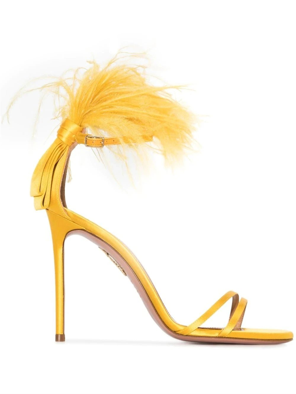 Summer new feather flower silk ribbon sexy open-toe sandals thin high-heeled banquet dress fashionable large-size women's shoes - MAGUSTA BEAUTY