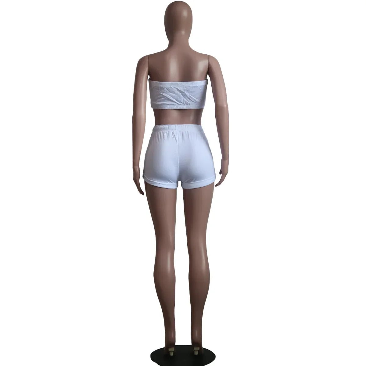 Summer New Solid Color Lace Up Tracksuits Women Sleeveless Backless Tube And Shorts Two Piece Sets Casual 2pcs Outfits - MAGUSTA BEAUTY
