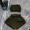 Summer New Solid Color Lace Up Tracksuits Women Sleeveless Backless Tube And Shorts Two Piece Sets Casual 2pcs Outfits - MAGUSTA BEAUTY