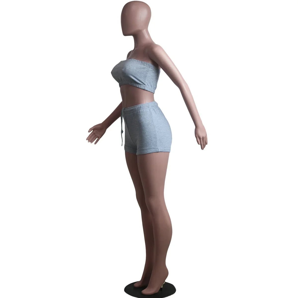 Summer New Solid Color Lace Up Tracksuits Women Sleeveless Backless Tube And Shorts Two Piece Sets Casual 2pcs Outfits - MAGUSTA BEAUTY