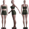 Summer New Solid Color Lace Up Tracksuits Women Sleeveless Backless Tube And Shorts Two Piece Sets Casual 2pcs Outfits - MAGUSTA BEAUTY