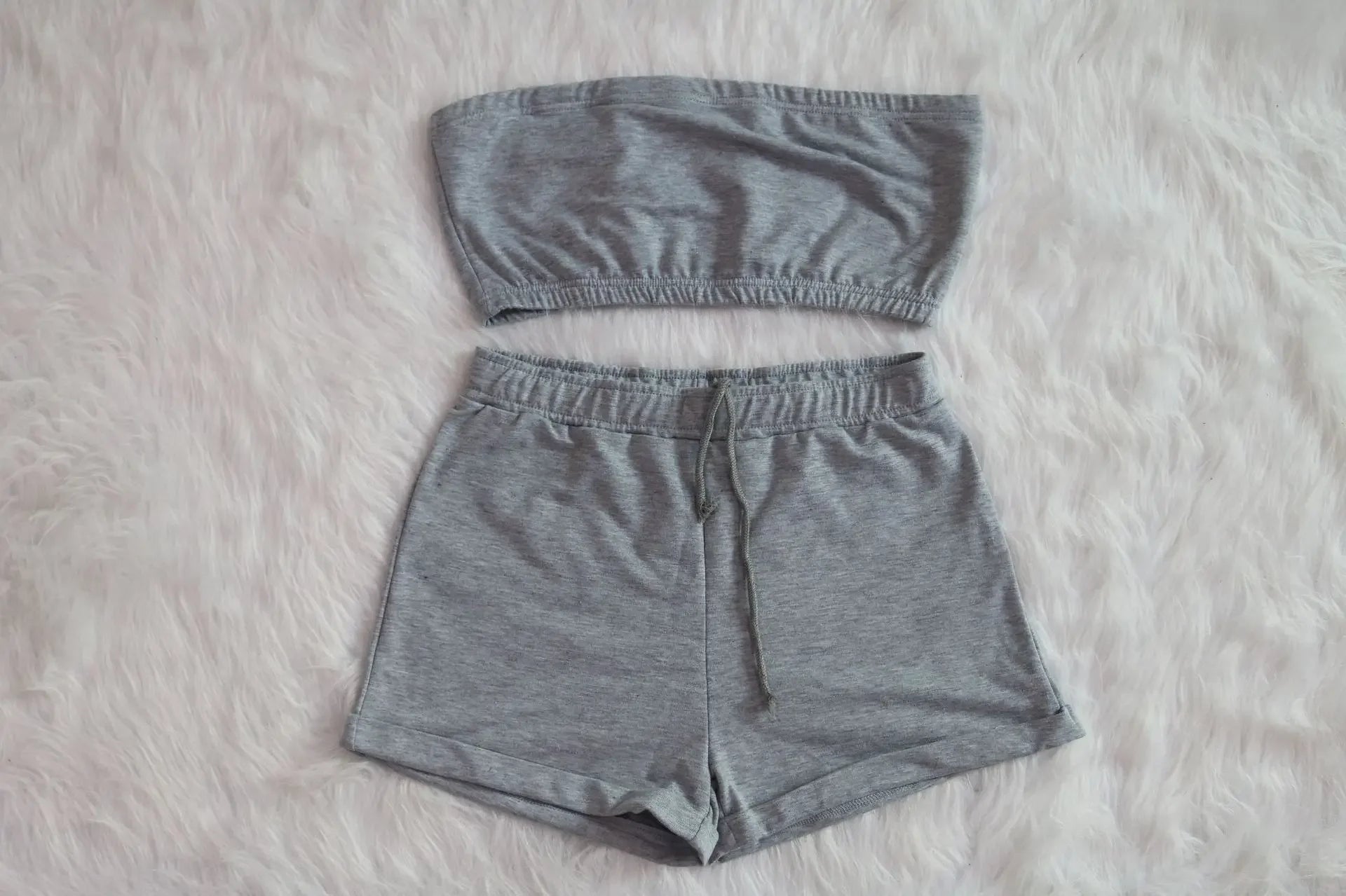 Summer New Solid Color Lace Up Tracksuits Women Sleeveless Backless Tube And Shorts Two Piece Sets Casual 2pcs Outfits - MAGUSTA BEAUTY