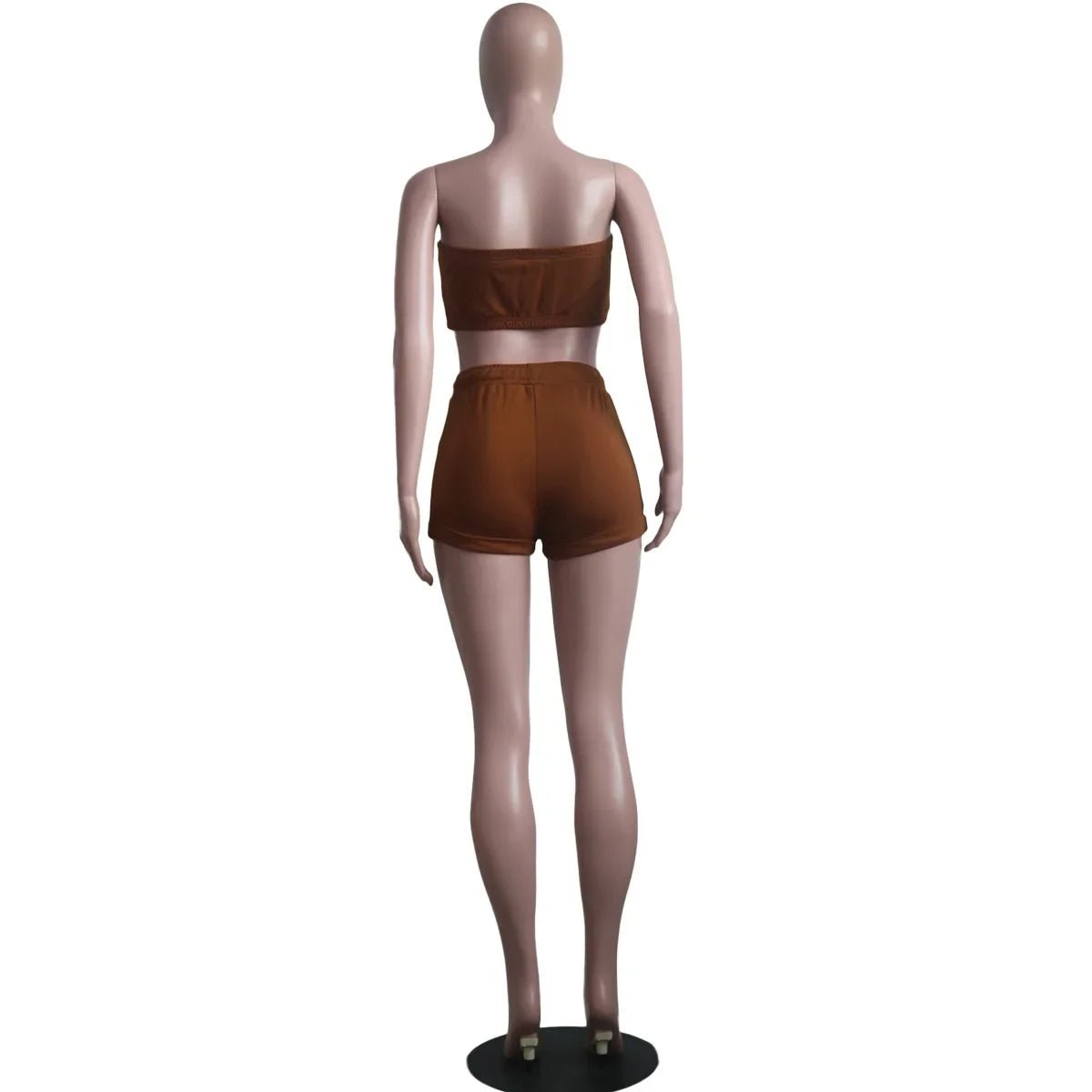 Summer New Solid Color Lace Up Tracksuits Women Sleeveless Backless Tube And Shorts Two Piece Sets Casual 2pcs Outfits - MAGUSTA BEAUTY