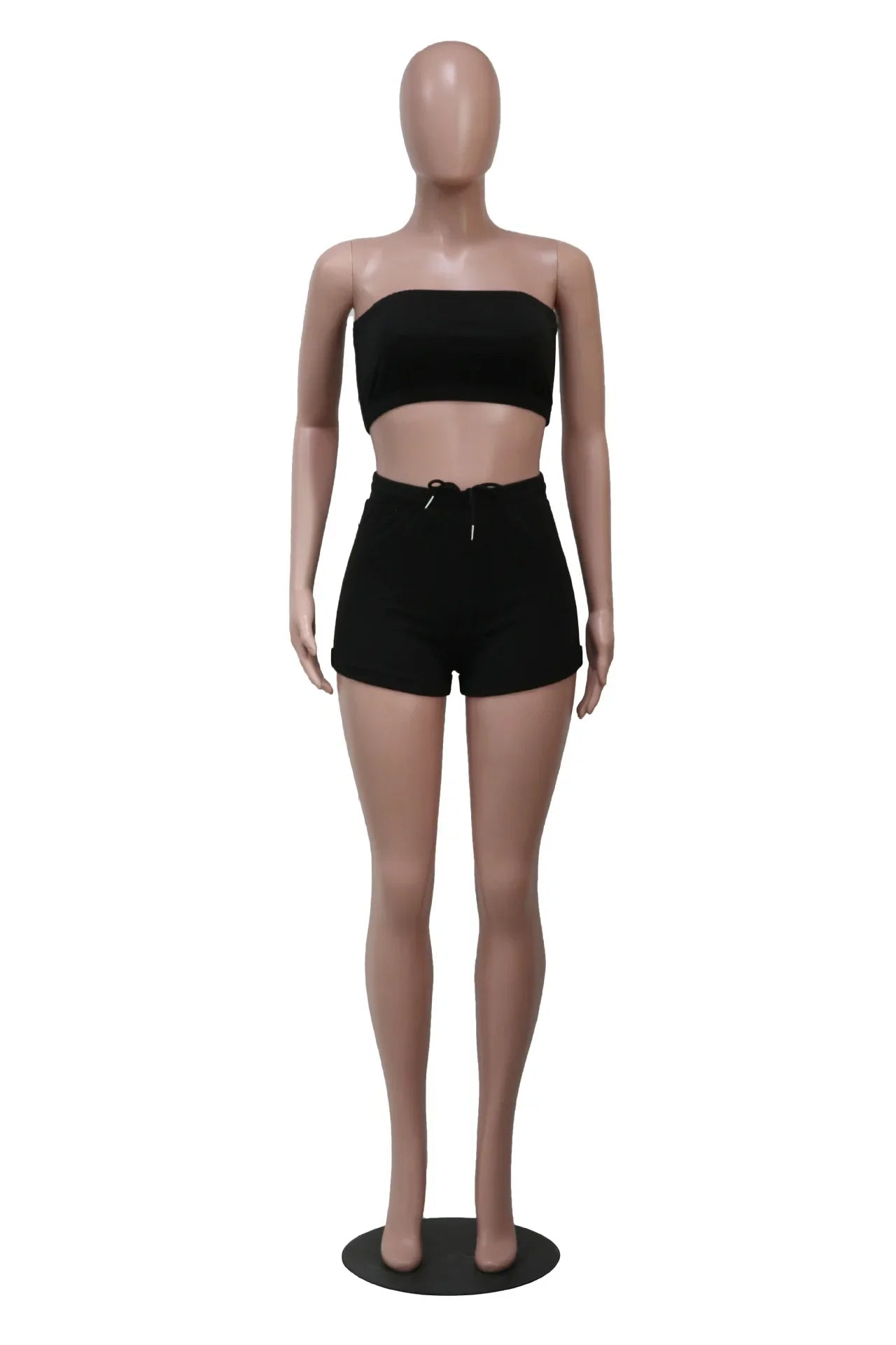 Summer New Solid Color Lace Up Tracksuits Women Sleeveless Backless Tube And Shorts Two Piece Sets Casual 2pcs Outfits - MAGUSTA BEAUTY