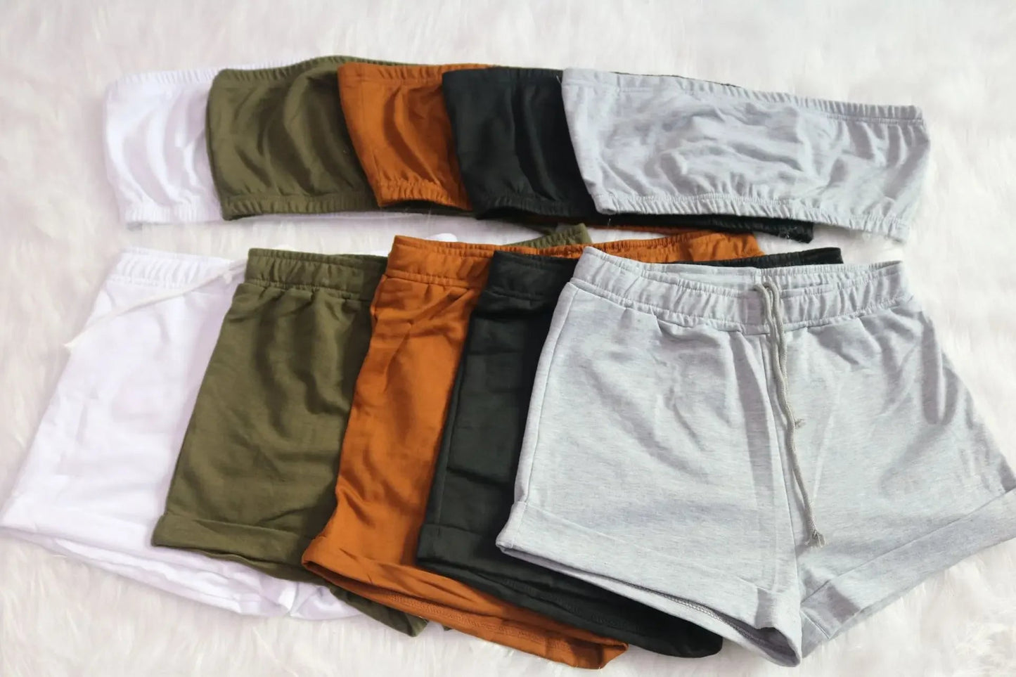 Summer New Solid Color Lace Up Tracksuits Women Sleeveless Backless Tube And Shorts Two Piece Sets Casual 2pcs Outfits - MAGUSTA BEAUTY