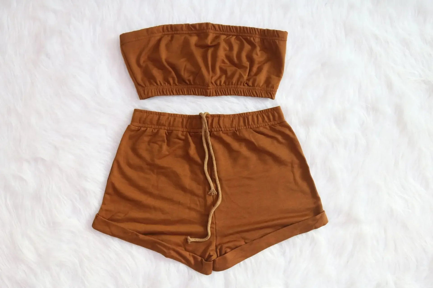 Summer New Solid Color Lace Up Tracksuits Women Sleeveless Backless Tube And Shorts Two Piece Sets Casual 2pcs Outfits - MAGUSTA BEAUTY