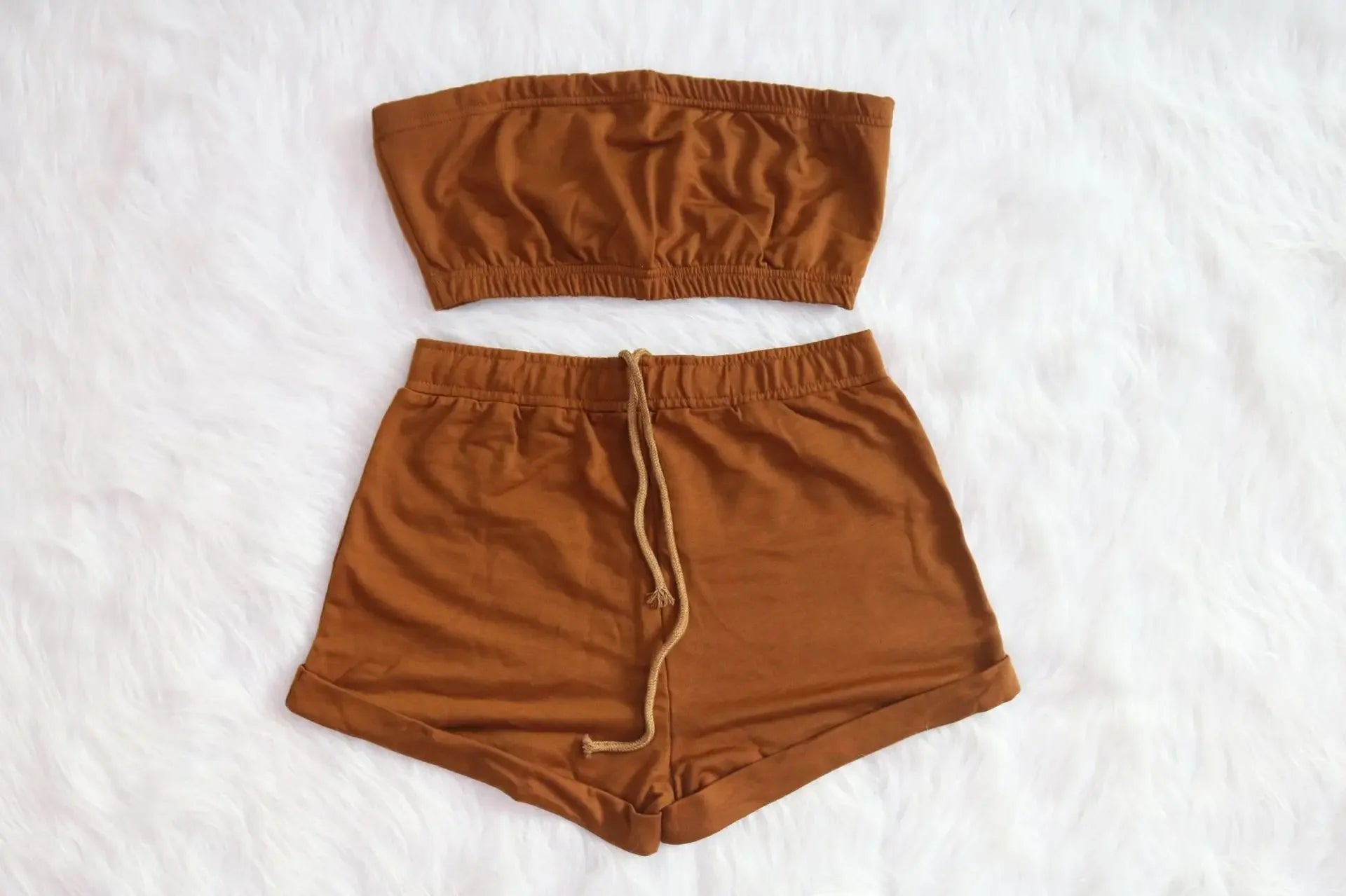Summer New Solid Color Lace Up Tracksuits Women Sleeveless Backless Tube And Shorts Two Piece Sets Casual 2pcs Outfits - MAGUSTA BEAUTY