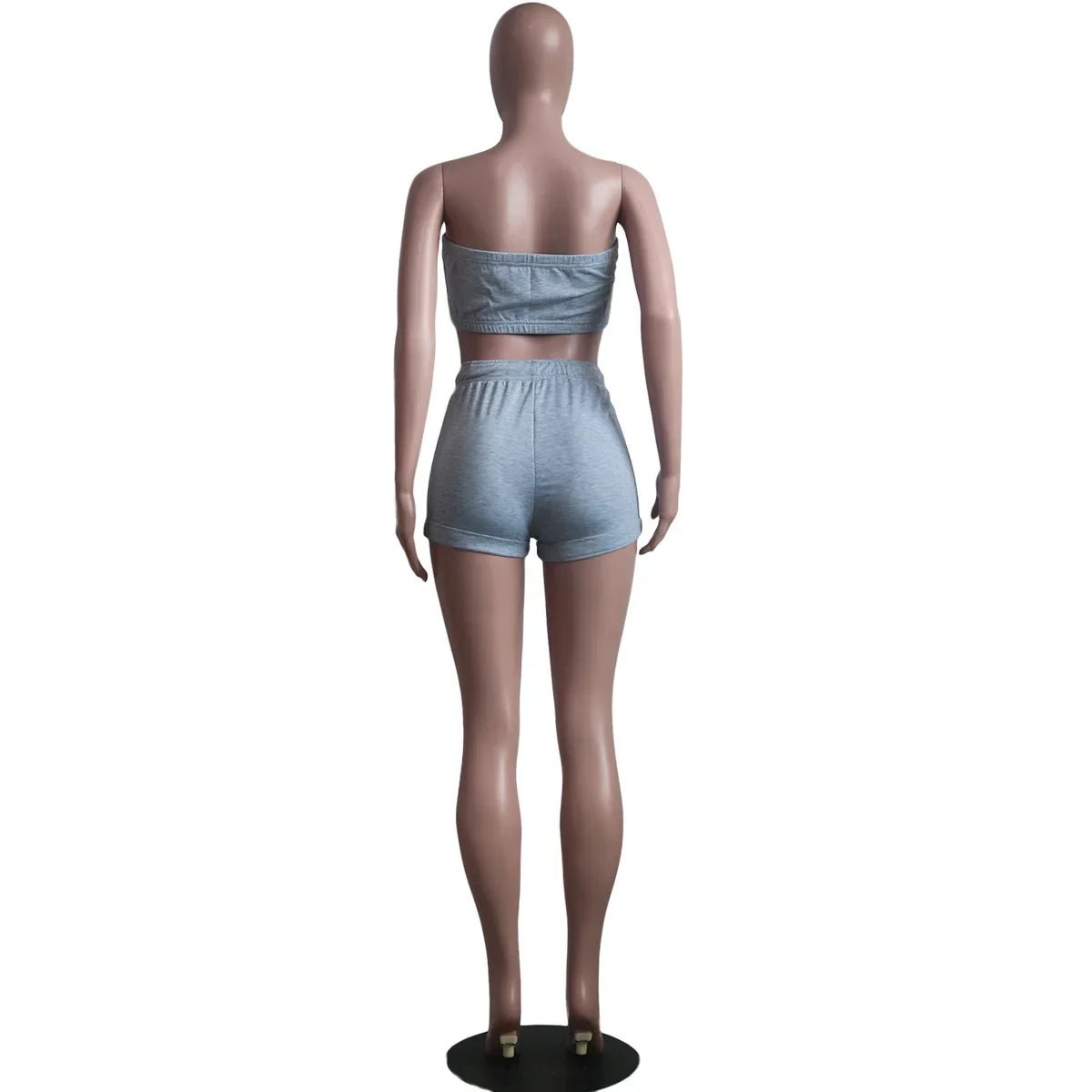 Summer New Solid Color Lace Up Tracksuits Women Sleeveless Backless Tube And Shorts Two Piece Sets Casual 2pcs Outfits - MAGUSTA BEAUTY