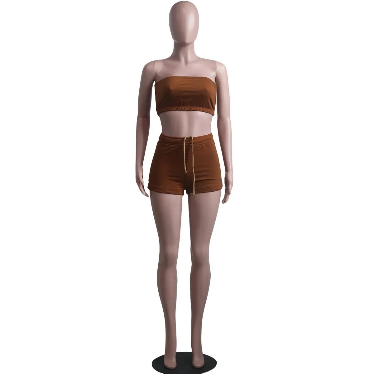 Summer New Solid Color Lace Up Tracksuits Women Sleeveless Backless Tube And Shorts Two Piece Sets Casual 2pcs Outfits - MAGUSTA BEAUTY