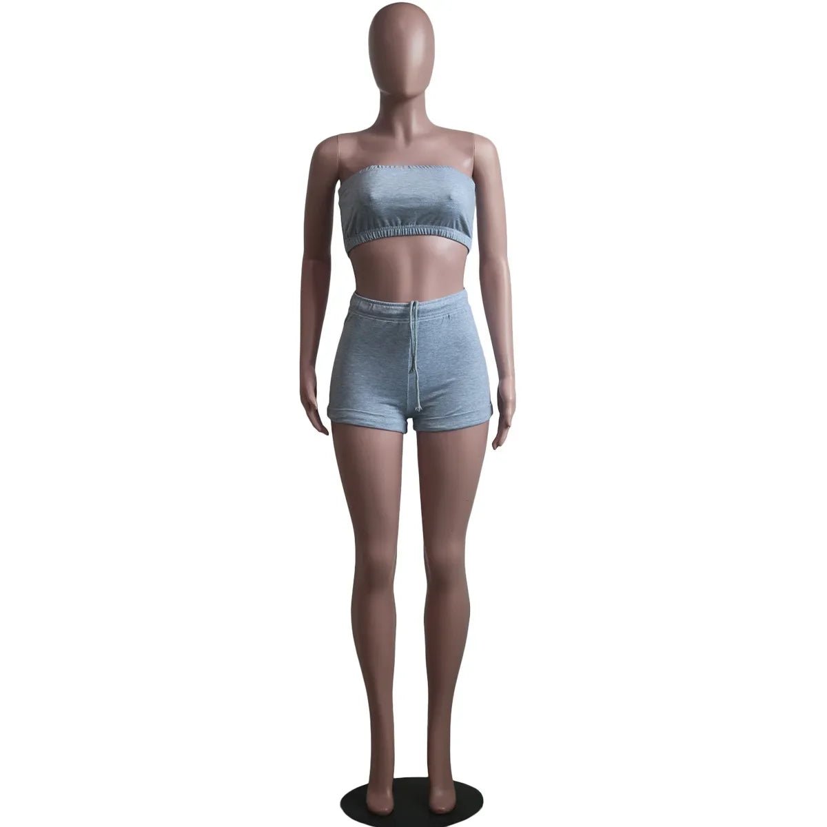 Summer New Solid Color Lace Up Tracksuits Women Sleeveless Backless Tube And Shorts Two Piece Sets Casual 2pcs Outfits - MAGUSTA BEAUTY