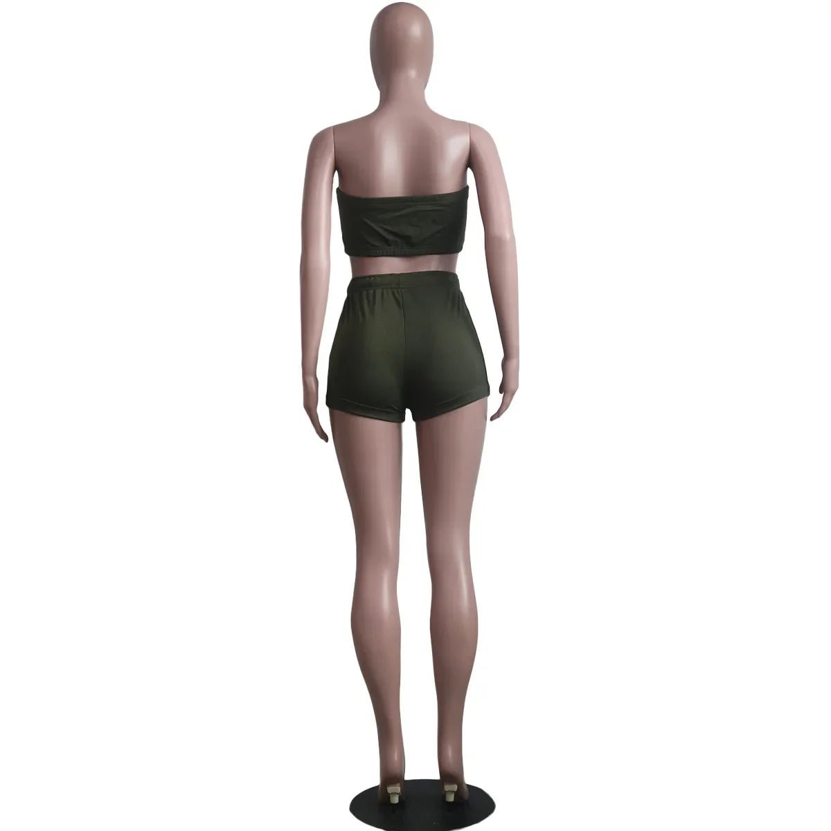 Summer New Solid Color Lace Up Tracksuits Women Sleeveless Backless Tube And Shorts Two Piece Sets Casual 2pcs Outfits - MAGUSTA BEAUTY