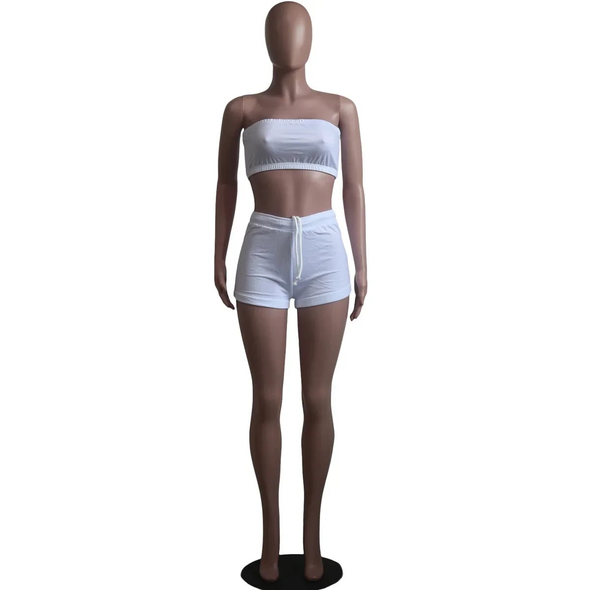 Summer New Solid Color Lace Up Tracksuits Women Sleeveless Backless Tube And Shorts Two Piece Sets Casual 2pcs Outfits - MAGUSTA BEAUTY