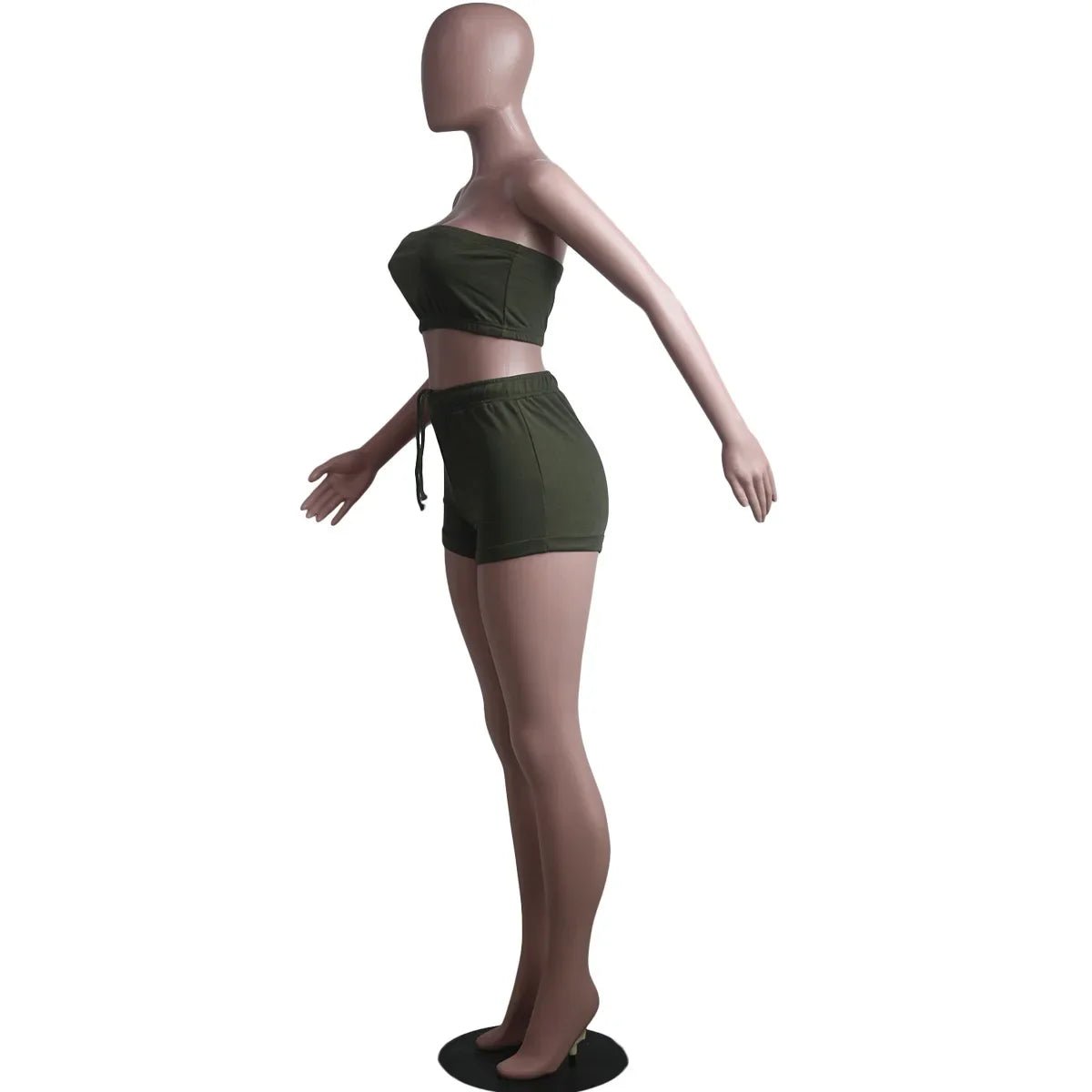 Summer New Solid Color Lace Up Tracksuits Women Sleeveless Backless Tube And Shorts Two Piece Sets Casual 2pcs Outfits - MAGUSTA BEAUTY