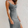 Summer New U Neck Halter Denim For Women's Dresses Fashion Slim Fit Wrap Hip Retro Female Party Sexy Split Denim Dresses - MAGUSTA BEAUTY
