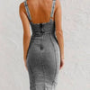 Summer New U Neck Halter Denim For Women's Dresses Fashion Slim Fit Wrap Hip Retro Female Party Sexy Split Denim Dresses - MAGUSTA BEAUTY