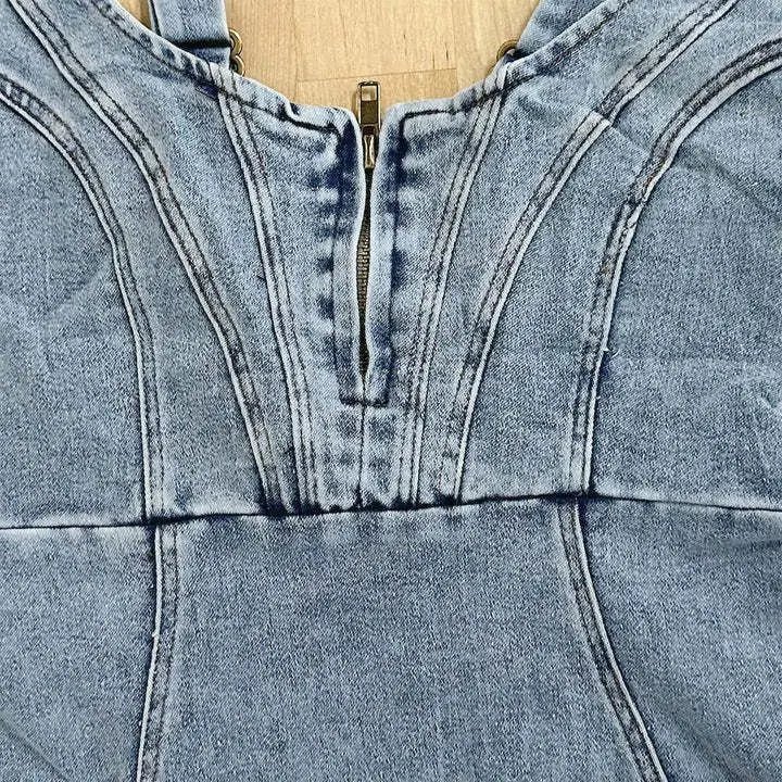 Summer New U Neck Halter Denim For Women's Dresses Fashion Slim Fit Wrap Hip Retro Female Party Sexy Split Denim Dresses - MAGUSTA BEAUTY