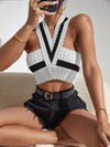 Summer New Women Sexy Casual Colorblock Crisscross Backless Halter Knit Crop Tops Femme Slim Stretch Sleeveless Y2k Tank Tee - MAGUSTA BEAUTY